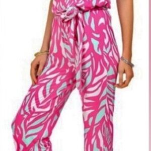 Chic Pink Zebra Patterned Jumpsuit